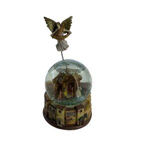 Lifeway Faith at Home Bethlehem Nativity Stable Snow Globe Christmas Angel 5.25"